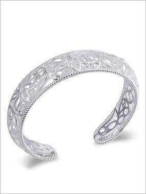 Sterling Silver Hammered Cuff Bracelet Adjustable Bangle